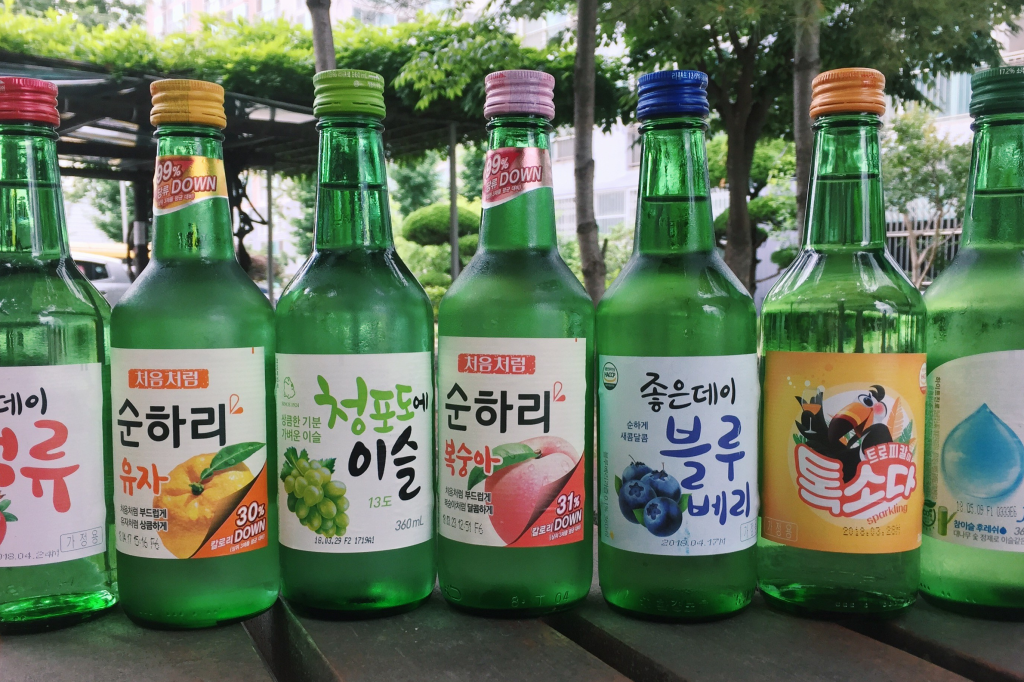 Different flavours  of Soju 
